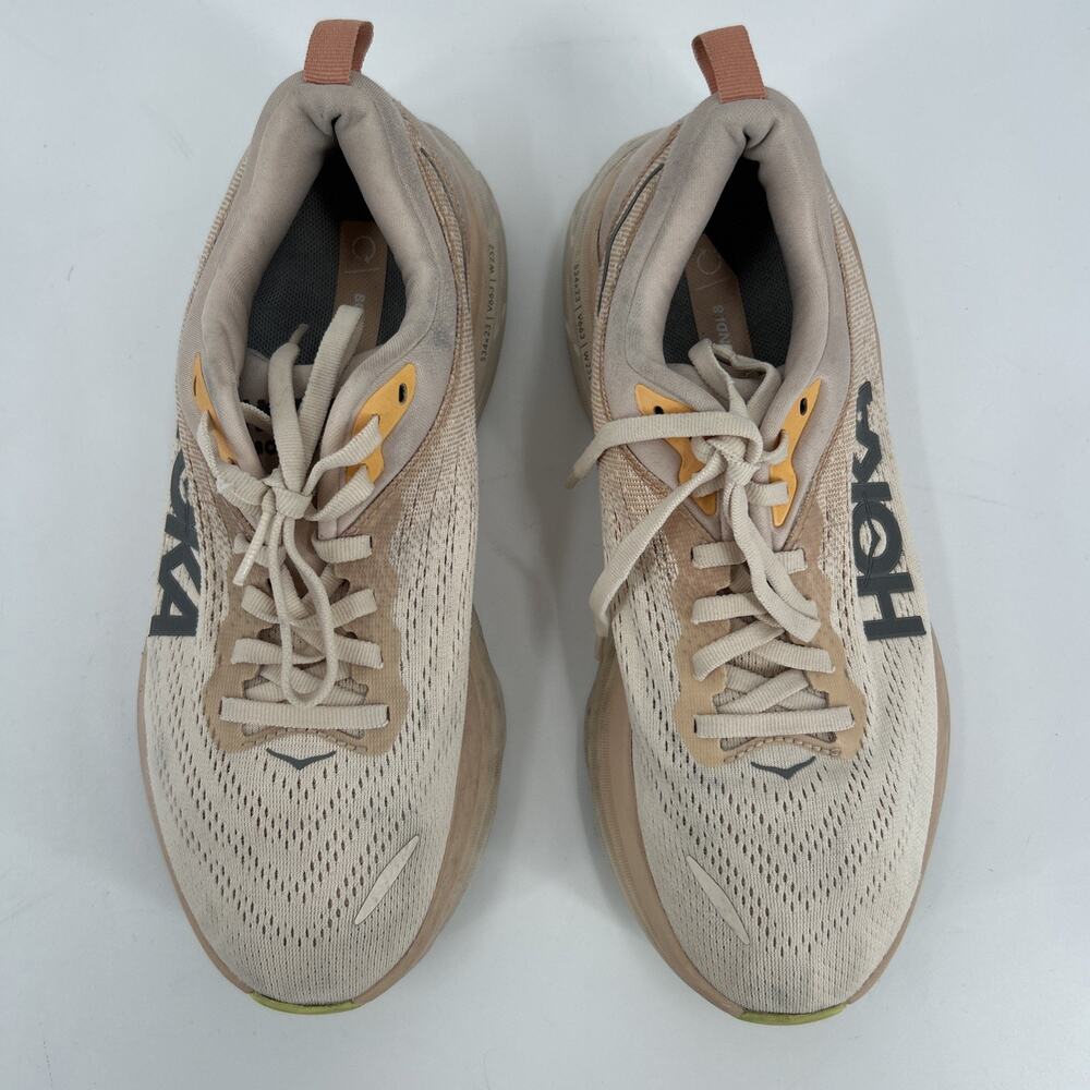 Hoka One One Bondi 8 Sneaker Womens Size 7.5B Cream Vanilla Used - Picture 5 of 9